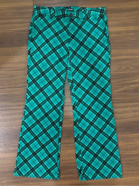 wild fable Pants - Wild Fable Size 12 Green Plaid Low Rise Flare Pants